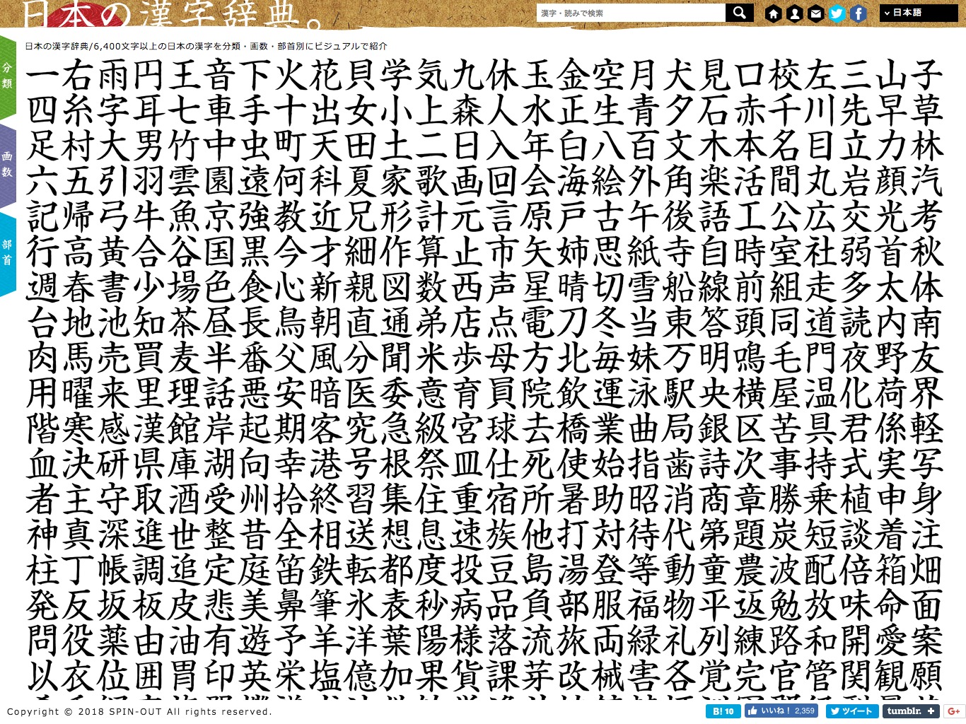 日本の漢字辞典 6 400文字以上の日本の漢字を分類 画数 部首別にビジュアルで紹介 1guu